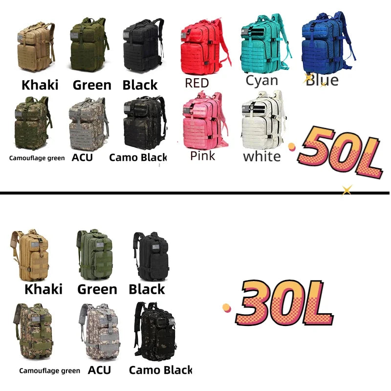 Waterproof Nylon Tactical Backpack for Hiking, Camping, Fishing & Outdoor Adventures"